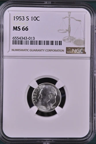 1953-S 10C Roosevelt Dime NGC MS66  6554343-013