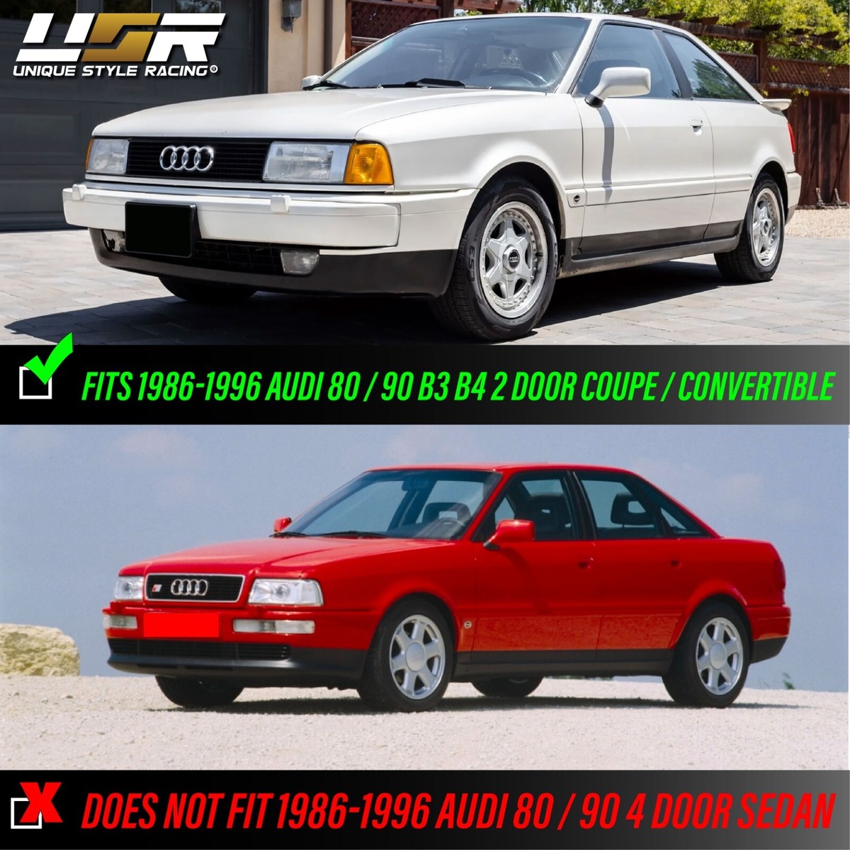 Audi 80 MK3-B3 ウィンドウバイザー 4ピースセット DEPO Pair Smoke Corner Lights Lamps For 1986-1996 Audi 80 / 90