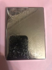 Retro Silver Victorian Scroll 1-Clip Cigarette Case Business Credit Card Holder