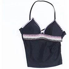 Hula Honey Women's Swimwear Embroidered Detail Tankini Black XS