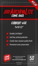 Current Age Mylar Comic Bags (50) - Comic Clear - No-seal Closure Type