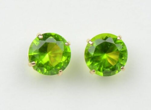 14K Solid Yellow Gold 4mm Round Birthstone Stud Earrings with screw back - Picture 15 of 19