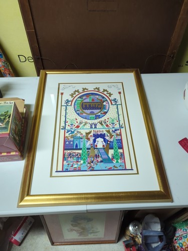 Raphael Abecassis Serigraph Signed Israeli Framed Wall Art Kabbalah 30x22