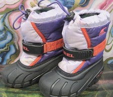SOREL Flurry TP Kid's Purple Orange Black Winter Snow Ski Boots Youth 9