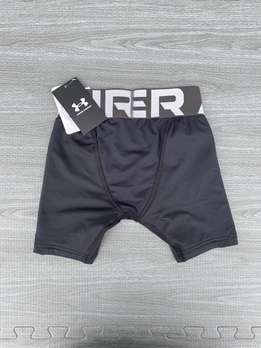 Under Armour Shorts Black UA Diamond Utility Slider Cup Pocket YXS Boys Fitted - Picture 3 of 8