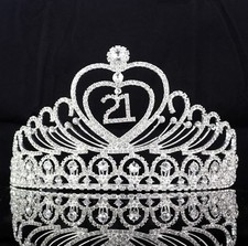 21-Year-Old Birthday Party Austrian Rhinestone Tiara Crown W/ Hair Comb T5
