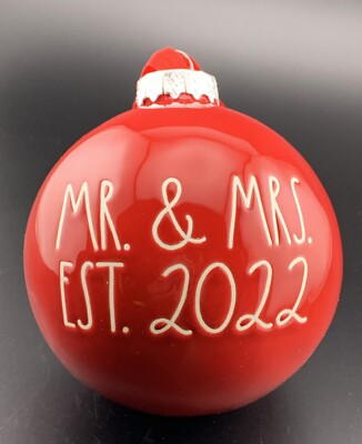 Rae Dunn Ornament Mr & Mrs Est 2022 Holiday Wedding Anniversary First Christmas