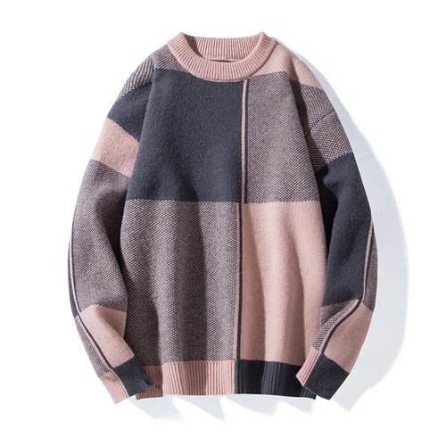 Mens Kintted Sweater Men's Patchwork Knitting Pullovers Loose Casual Sweaters - Picture 23 of 24