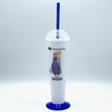Disney Cruise Line Frozen Olaf Anna Elsa Souvenir 20oz Sipper Beverage Cup Straw