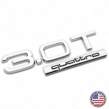 04-22 Audi Rear Trunk Deck Lid 3.0T Quattro Nameplate Emblem Badge Chrome