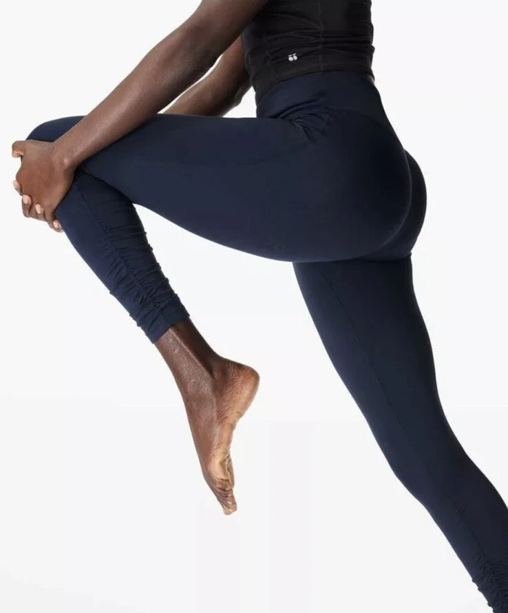 NEW Sweaty Betty All Day Ruched Hem 7/8 Leggings - SB5973A - Navy Blue -  Small