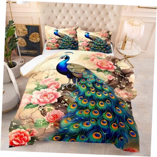 Queen Comforter Set for Girls Peacock Bedding Queen(90