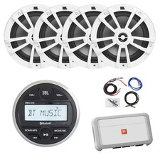JBL Marine Bluetooth Receiver, 4x 6.5" 180W White Speakers, Amplifier w/Kit