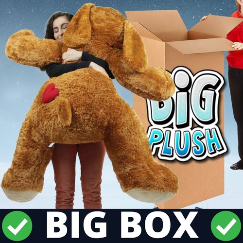 Giant Stuffed Puppy Dog Heart on Butt, 5 Feet Long Soft Large Plush Brown - Picture 4 of 12
