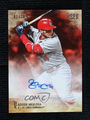 2018 Topps X Bryce Harper 220 Second to None Red 1/10 Yadier Molina Auto nf5