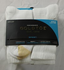 GOLD TOE Men's 6 Pack Cotton Blend Athletic Crew Socks NN7 White 6-12.5 NWT