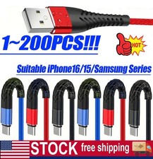 Braided USB C Type C Fast Charging Data Cable Cord for iPhone 17 Pro Max 15 lot