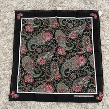 Vintage Wamcraft Bandana RN 14193 Black Pink Paisley Cottagecore Coquette 22x22