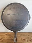 VICTOR GRISWOLD #9 Cast Iron Skillet Pan Full Marked 11"  Flat