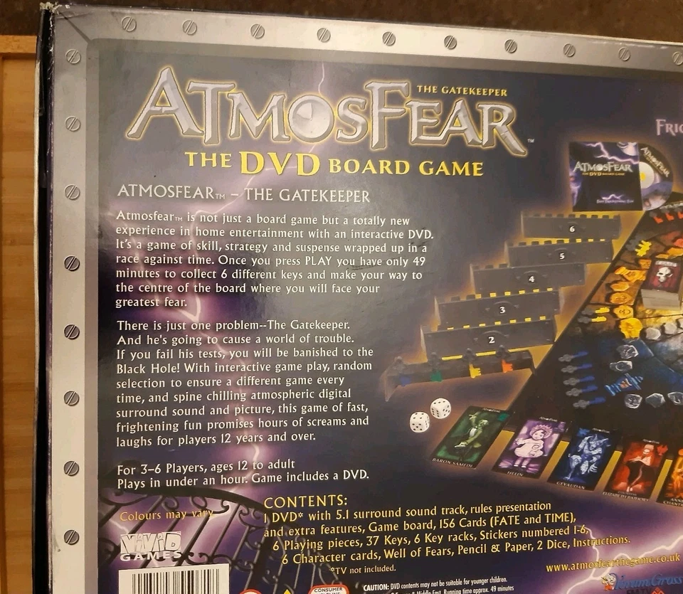 AtmosFear DVD Board Game The Gatekeeper 100% Complete 2003 Vintage Very good  - Image 4 of 4