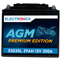 Electronicx Agm-Motorradbatterie 53030L – 12V 29Ah 300A/EN – Wartungsfrei, Ausla