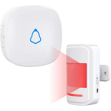 Wireless Motion Sensor Alarm Indoor-1 PIR Detector  1 Doorbell Chime, Door Moti