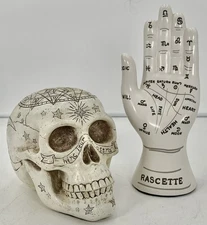 Summit Collection Resin Zodiac Astrology Engraved Skull Head & Palmistry Hand
