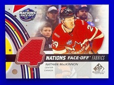 2025-26 UD SP Game Used Nathan MacKinnon 4 Nations Face-Off Fabrics #4N-MA