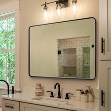 Black Bathroom Mirror for Wall, 30 x 40 Inch Mirrors 40"L x 30"W Matte Black