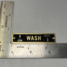 VTG Brass Wash On Off Switch Plate Cover  Tag Plate Badge 2.5" x .5"