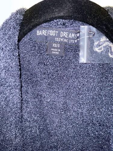 Barefoot Dreams Coastal Strickjacke mit Kapuze kuschelig schick leicht blau/grau gestreift XS/S - Bild 4 von 8