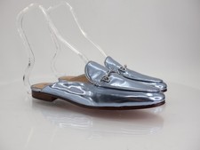 Sam Edelman Linnie Mules Women Size 7 Blue Metallic Bit Flat Slip On Faux Patent