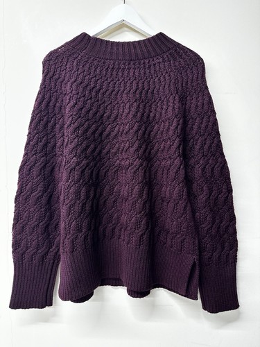 Women’s White Stuff Jumper Size 14 Dark Purple Cable Knit Wool Blend EC - Picture 7 of 19