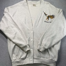 Vintage USA Bald Eagle Cardigan Sweatshirt XXL Made in USA Branson MO Patriotic