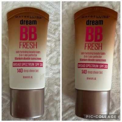 2 Maybelline Dream FRESH & PURE Skin Hydrating BB cream  8-in-1 Skin 140 Tints