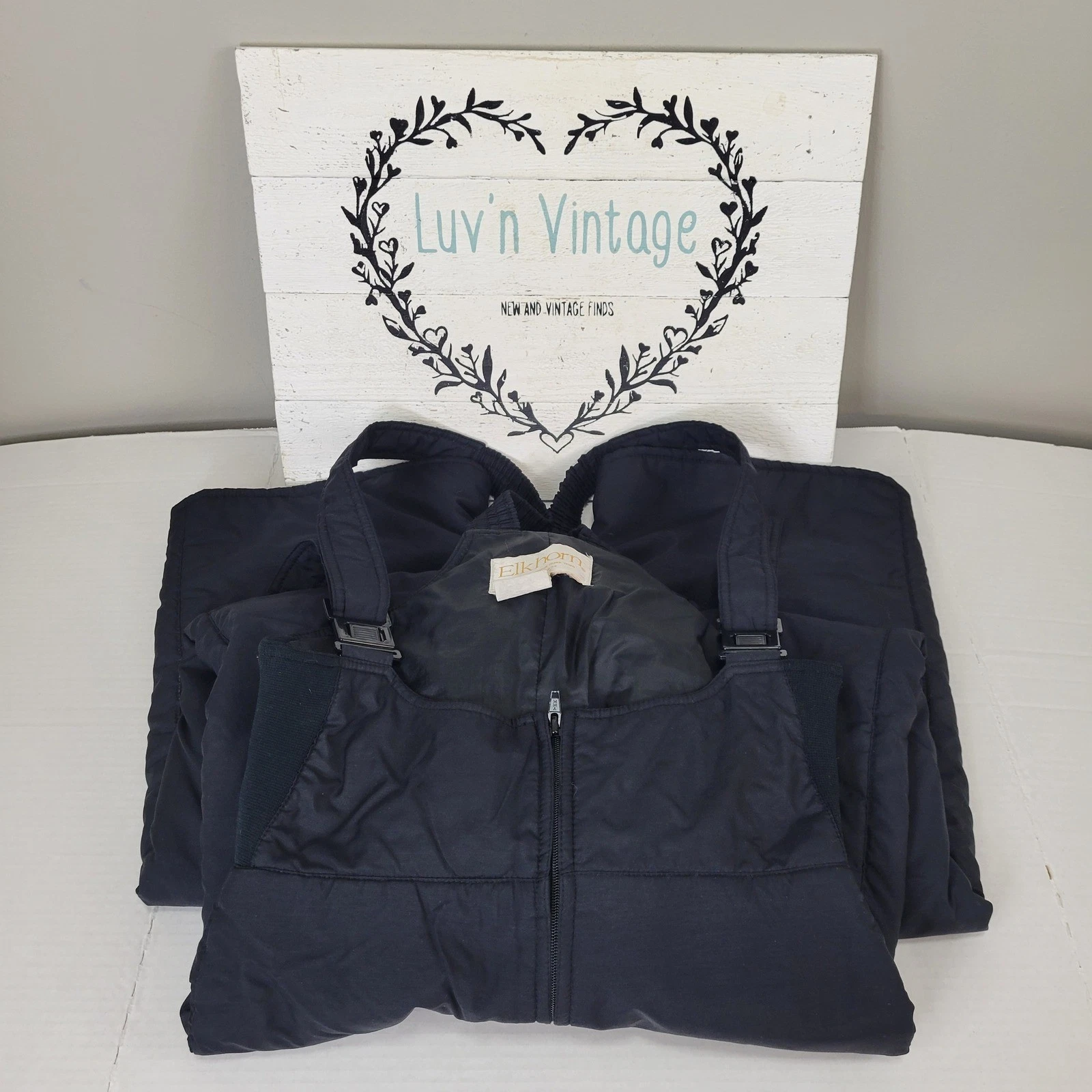 Elkhorn Black Ski Snow Bib Overalls Pants Insulated Full Zip Warm Winter