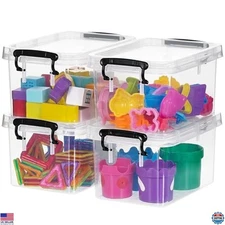 ITYLIFE CITYLIFE 4-Pack Clear Plastic Storage Bins - 3.5 QT Small Containers