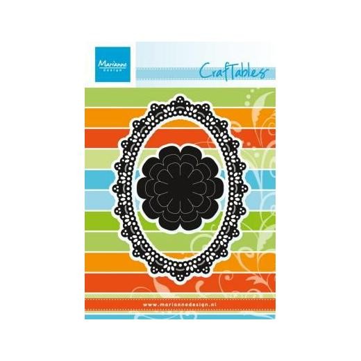Marianne Design Craftables Cutting Dies - Oval Frame & Flowers CR1204