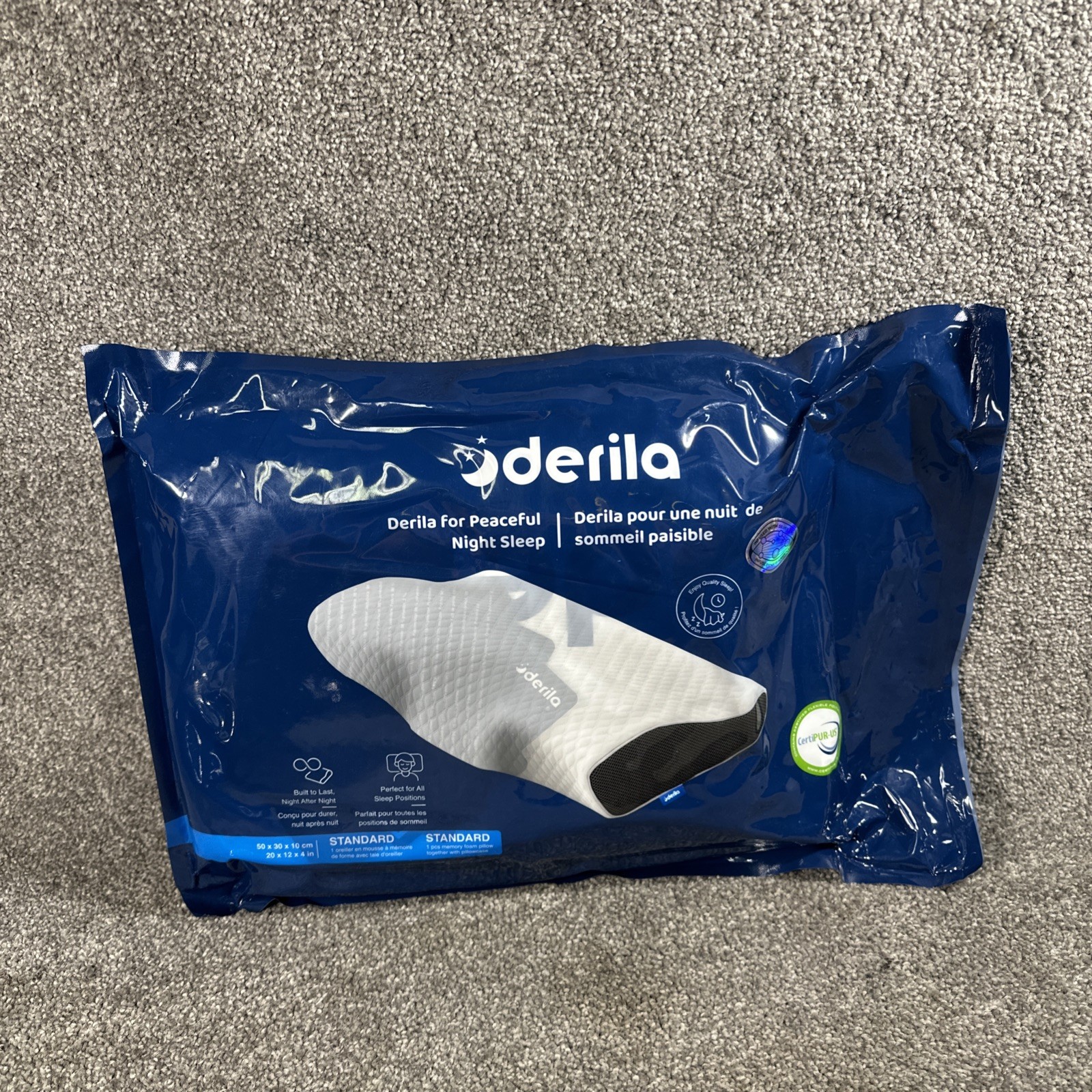 SEALED NEW Derila Cervical Memory Foam Pillow 20x14x4 In Sup