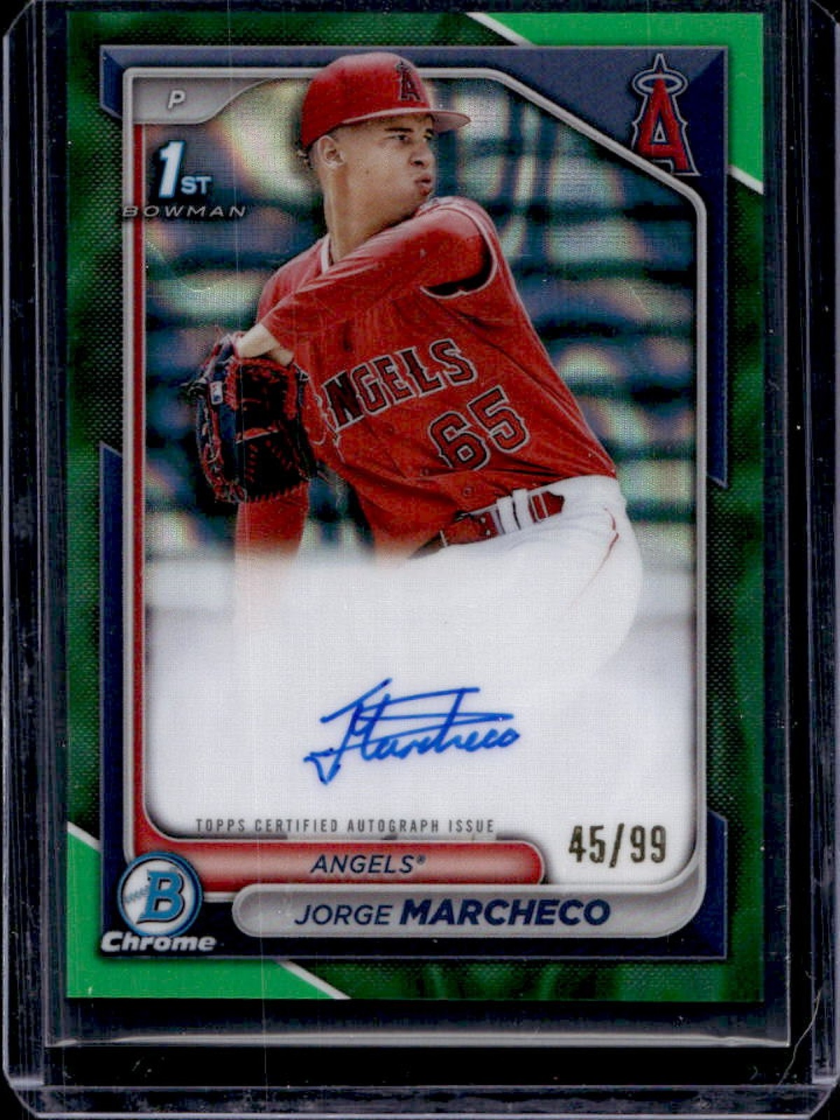 2024 Bowman Jorge Marcheco Chrome Auto Green Lava 1st Prospect #/99 Angels