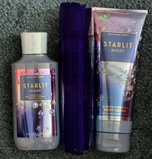 BATH & BODY WORKS X2 Pc Set STARLIT NIGHT Body Lotion, & Body Cream NO mist