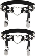 2Pcs Adjustable Elastice Punk Thigh Garter Belts Leg Rings Imitation Pearl Rivet