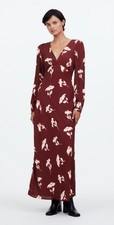 Madewell V Neck Cuff Sleeve Maxi Dress in Floral Bordeaux Resort Vacation 12