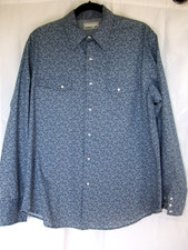 Wrangler Wrancher Western Pearl Snap Blue Paisley Print Men's Large