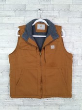 Men's TUAOVA Fleece Lined Work Vest Brown Canvas Vest Size Large L