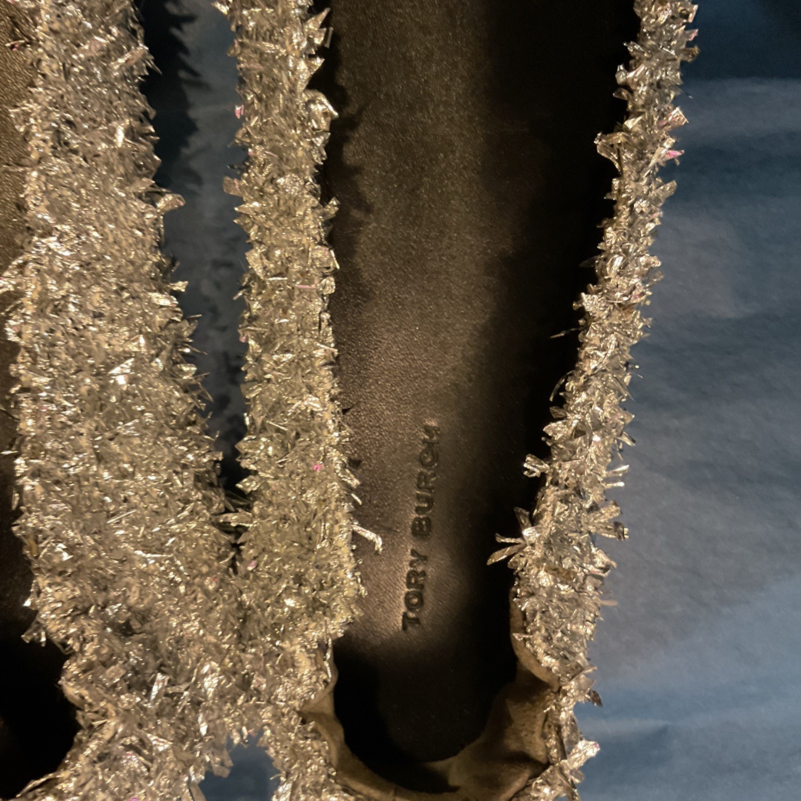 Tory Burch Minnie Travel ballet Flat In Silver Confetti Sz 7M New Without Box thumbnail 9