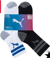PUMA Youth 10 Pair Low Crew Socks- Size 9-3.5