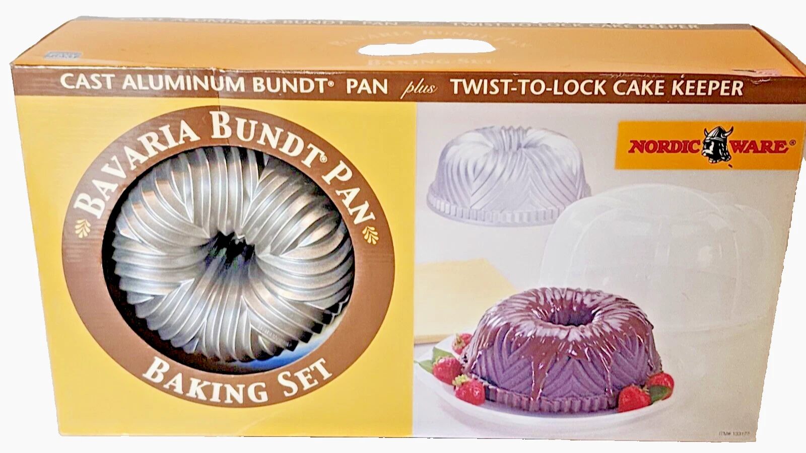 NEW Nordic Ware Bavaria Bundt Pan 10-Cup with Cake Keeper Cast Aluminum Box Wear