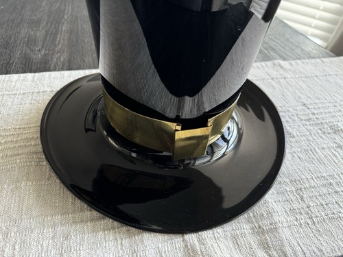 Stelvia Italy Black Amethyst Hand Blown Art Glass Top Hat Centerpiece Vase Alice - Picture 5 of 7