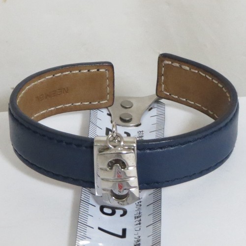 Authentic Bvlgari Parentesi Charm Bracelet Bangle Navy Leather Made in Italy - Picture 21 of 21